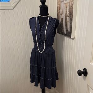 Max Studio Navy Blue Tiered Mini Dress
